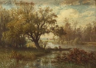 Peter Burnitz Oil on Canvas River Landscape