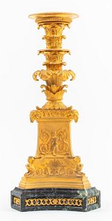 French Empire Ormolu & Marble Candlestick