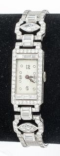 Art Deco Period Platinum & Diamond Dress Watch