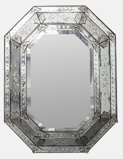 Venetian Octagonal Etched Wall Mirror
