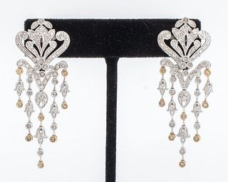 14K White Gold & Diamond Drop Earrings