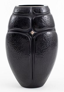 Lalique Black Crystal Scarab Vase