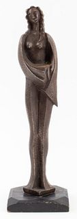 Art Deco Cast Iron Standing Nude Woman Sculpture