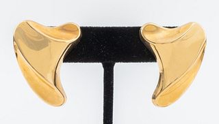 Post-Modern 14K Yellow Gold Freeform  Earrings