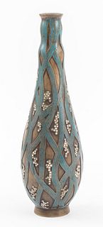 Japanese Art Nouveau Bronze Enamel Bottle Vase