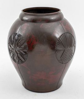 Japanese Art Deco Four Seasons Bronze Vase