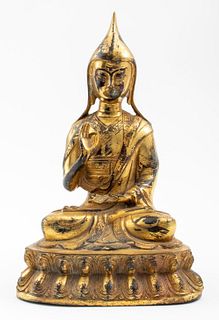 Sino-Tibetan Gilt Bronze Statue of Tsongkhapa