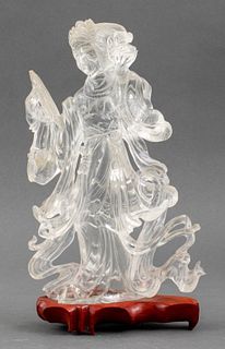Chinese Rock Crystal Carving of a Beauty