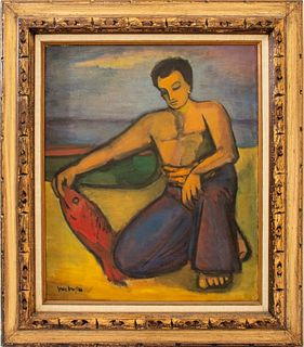 Sidnee Livingston "Fisherman" Oil on Canvas