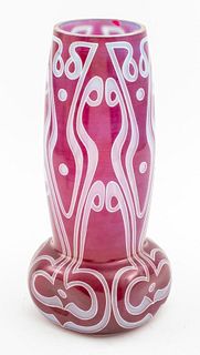 Art Nouveau Moser Attr. Purple Overlay Glass Vase