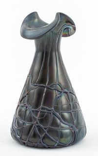 Pallme Koenig Attr. Iridescent Ruby Glass Vase