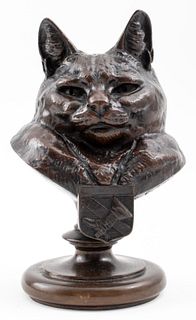 Emmanuel Fremiet "Portrait Buste d'Un Chat" Bronze