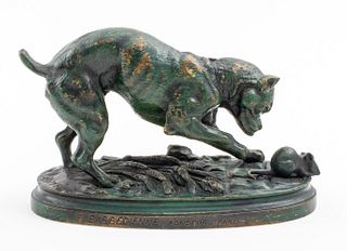 Antoine Louis Barye Animalier Dog Bronze Sculpture