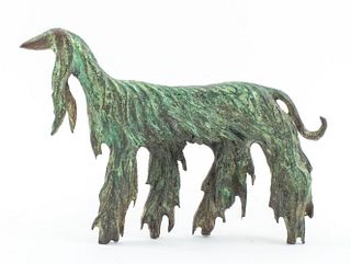 Patinated Verdigris Bronze 'Afghan Dog' Sculpture