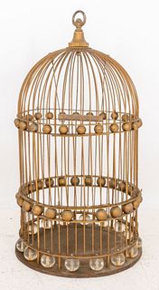 Art Deco Monumental Birdcage With Glass Spheres