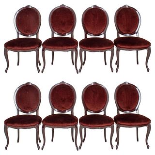 Louis XV Style Aubergine Lacquer Dining Chairs, 8