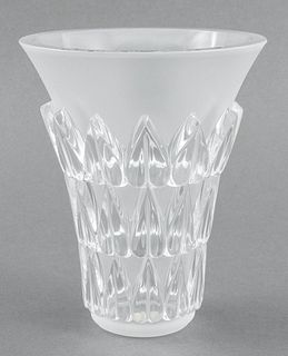 Lalique "Feuilles" Crystal Glass Vase