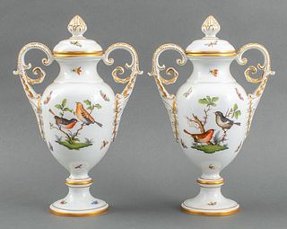 Herend Porcelain "Rothschild Birds" Covered Urns 2