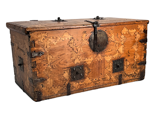 Mexican Inlaid Wood Trunk, 18thc.