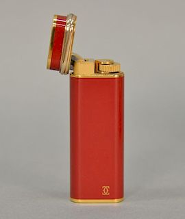 Cartier Chinese red enameled "Trinity" lighter.