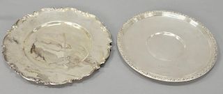 Two sterling silver plates, dia. 10" & 11", 26 t oz.