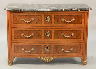 French style marble top three drawer chest with black marble top. 36"h x 52"w