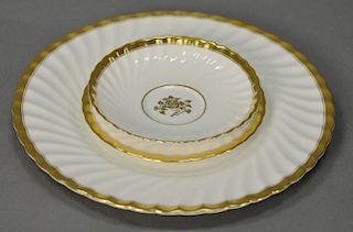Minton's gold rose partial porcelain dinner set, 23 total pieces.