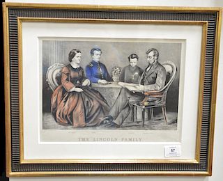 Two Currier and Ives hand colored lithographs including "The Lincoln Family" small folio and "General Grand and Family" marked lower...