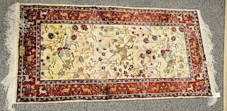 Silk Oriental throw rug, 2'3" x 4'8".