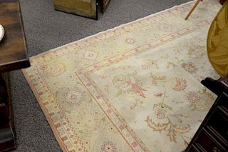 Oriental Oushak room size carpet, late 20th century (stains), 10'2" x 14'2".