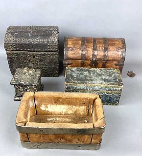 A Group of 5 Wooden Boxes