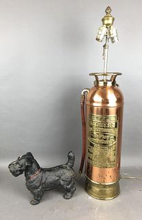 Cast Iron Dog and Fire Extinguisher Lamp