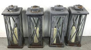 A Set of 4 Metal Patio Lanterns