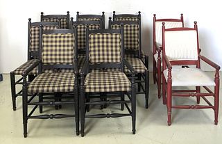 A Set of 8 Farmhouse Style Dining Chairs