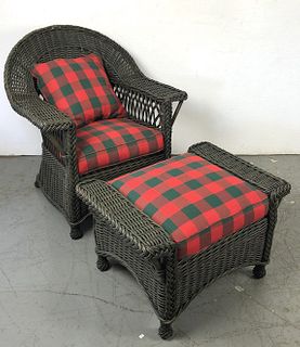 Palecek Wicker Chair and Ottoman