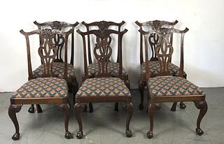 Set of 6 Chippendale Style Mahogany Dining Chairs