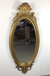 19th Century Oval Gilt Wood & Gesso Mirror