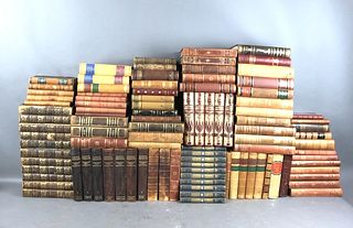 A Lot of 100 Scandinavian Leather Bound Old Books
