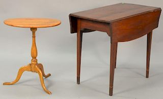 Two piece lot including Federal drop leaf table (ht. 25", top: 14 1/2" x 21") and a Federal style tip stand.