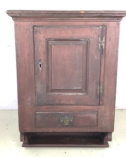 A Primitive 18th C. Painted Wall Cabinet