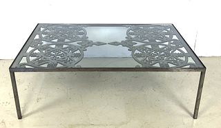 Contemporary Metal & Glass Low Table