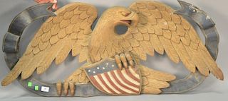 Large carved eagle wall plaque. (21" ht x 46" lg)