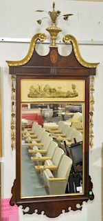 Federal style mahogany two part mirror. ht. 59", wd. 29"