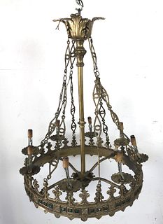 A Gothic Style Metal 8 Light Chandelier