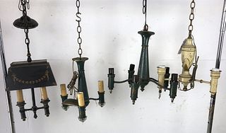 A Group of 4 Tole Metal Chandeliers