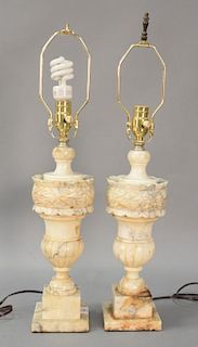 Pair of marble table lamps. ht. 25"