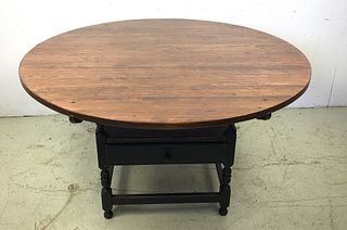 Black Painted Base - Natural Wood Top Table Chair