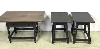 A Pair of Black Painted Side Tables