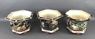 A Group of 3 Asian Porcelain Planters
