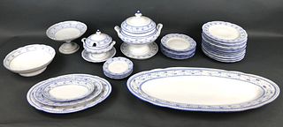 Partial Blue & White Porcelain Dinner Service